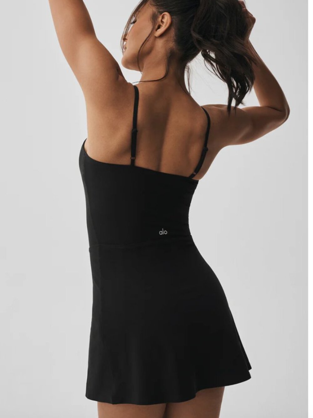 Alo Yoga Alosoft Courtside Tennis Dress - Black - Size M - Picture 2 of 8